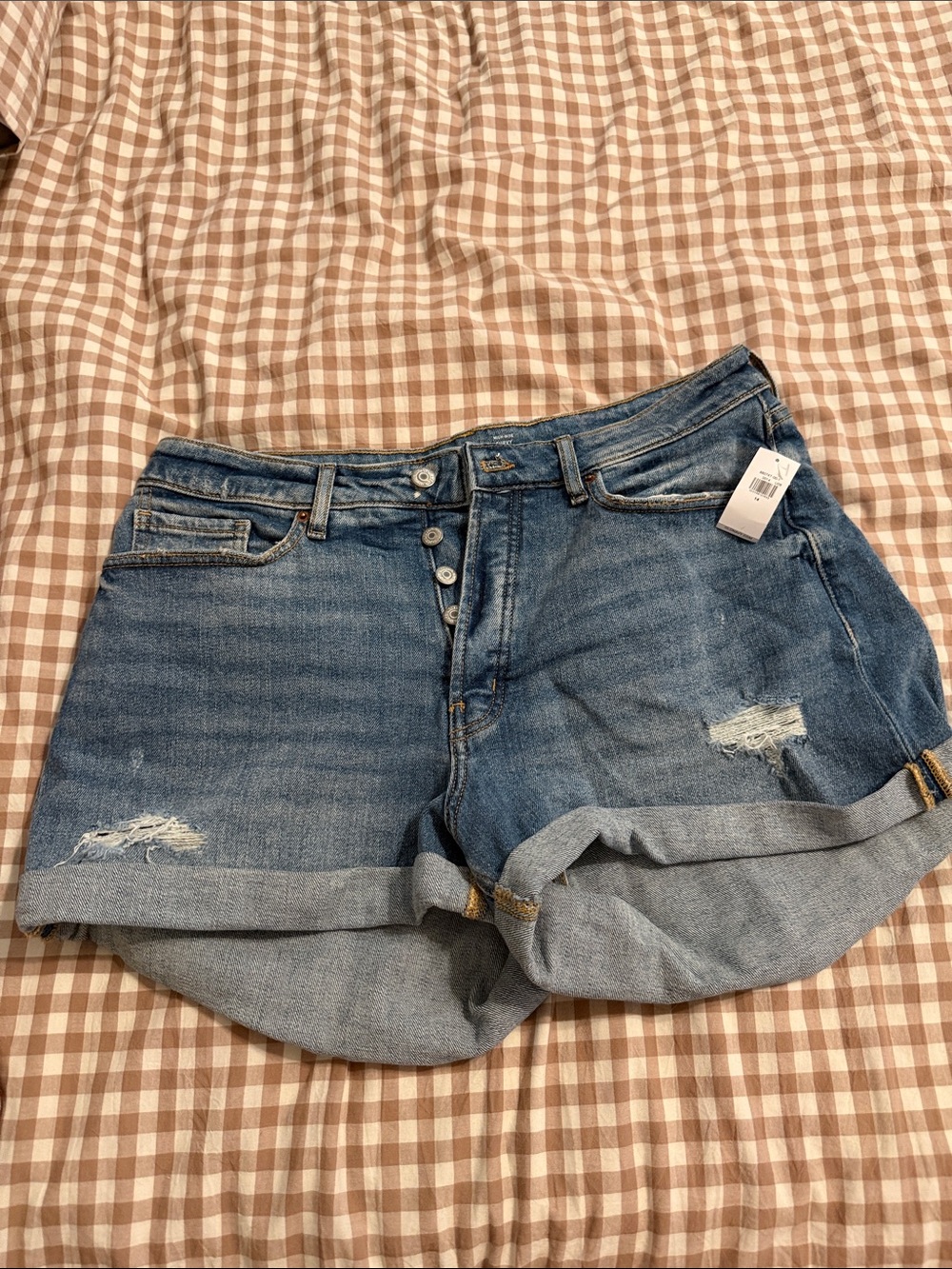 Old Navy Blue Distressed Rolled-Hem Denim Shorts